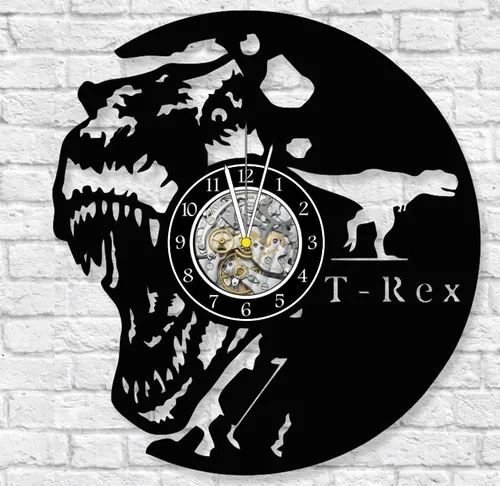 Reloj Corte Laser 4380 Dinosaurios T-rex Perfil Y Silueta Reloj Corte Laser 4380 Dinosaurios T-rex Perfil Y Silueta