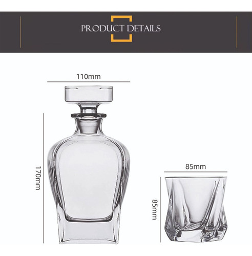 Set Decantador De Whisky + 6 Vasos Labrados De Luxe Modelo 3