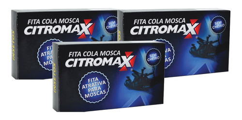 Kit 03 Fita Cola Mosca Citromax Sem Cheiro Pega Mosquitos