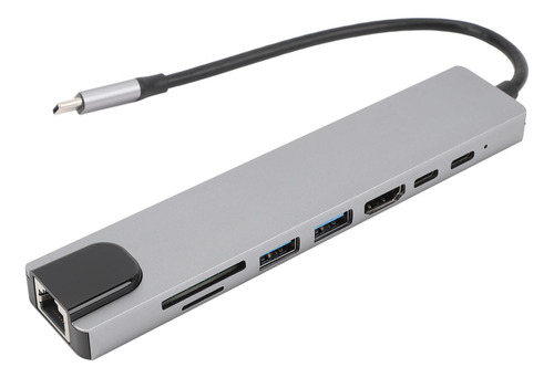 Hub Tipo C 8 En 1 4k Hd, Interfaz Multimedia Usb 3.0 A 100 M