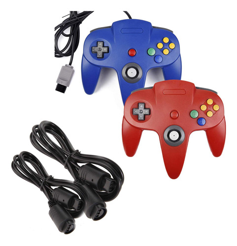 Miadore Paquete De 2 Controladores Clásicos N64 (azul/rojo.