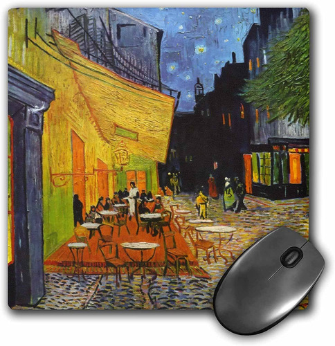 Mouse Pad Cafe Terrace At Night Van Gogh 8 X 8 Pulgadas