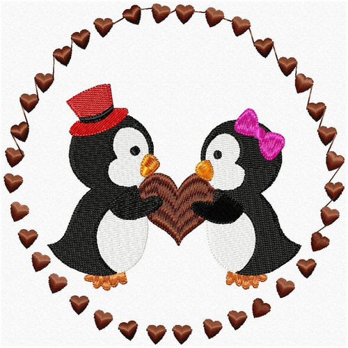 Matriz De  Bordado Bcam0121 - Amor Pinguim