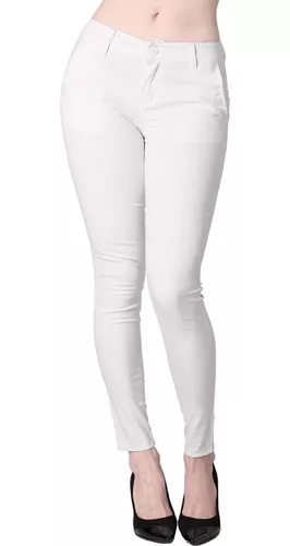 historia Molde perspectiva Pantalon Oggi Jeans Mujer Blanco Gabardina-stretch Chinos-sk