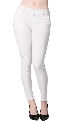 Pantalon Oggi Jeans Mujer Blanco Gabardina-stretch Chinos-sk