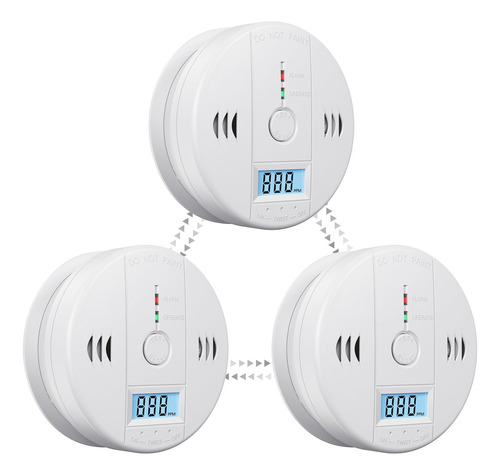 Pack 3 Detectores De Monoxido De Carbono Con Alarma Sonora