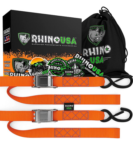 Rhino Usa Motorcycle Tie Down Straps (2 Pack) Lab Tested  Ae