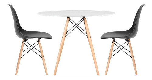 Juego Eames De Comedor Mesa 80cm + 2 Sillas Multimuebles