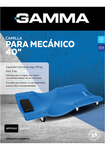 Camilla Para Mecánico 40¨ - G2917ar