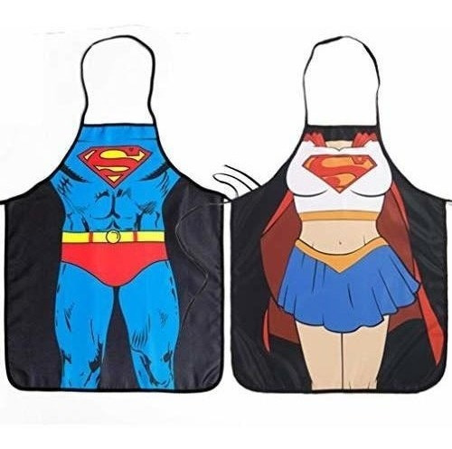 Ddjyp 2 Pack Supermanysuperwoman Impermeable Delantal, Hero 