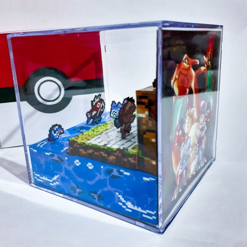 Diorama Pokémon Batalha Pokémon Red E Blue 9x9cm