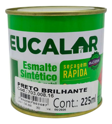 Esmalte Sintetico Eucalar 1/16 Preto