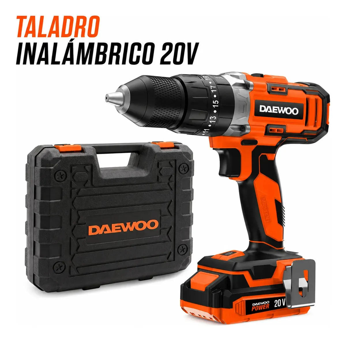 Taladro Percutor Atornillador Inalambrico Daewoo Dacd1120m Naranja