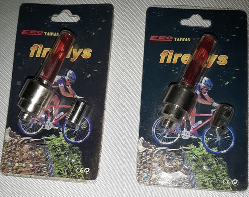 Imagen 10 de 10 de Par De Luces Para Valvula De Bicicleta Moto Carro Fireflys