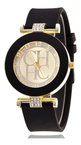 Relógio Femenino Casual Chic Dourado Strass Luxo Barato Ch