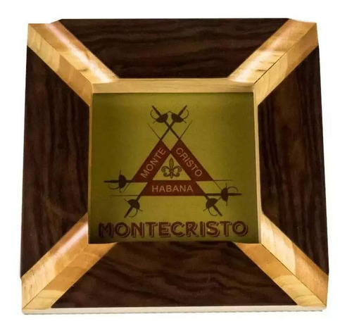 Imagem 2 de 3 de Cinzeiro Para 4 Charutos Monte Cristo Em Madeira E Vidro