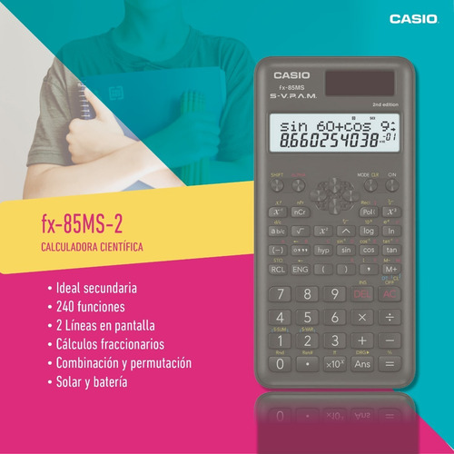 Imagen 5 de 8 de 5 Calculadora Casio Cientificas Fx-85ms 240func Secundaria