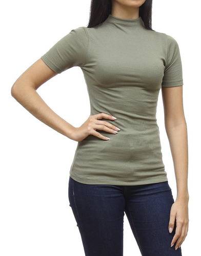 Blusa Feminina Gola Alta Verde Canelada Hering 31083