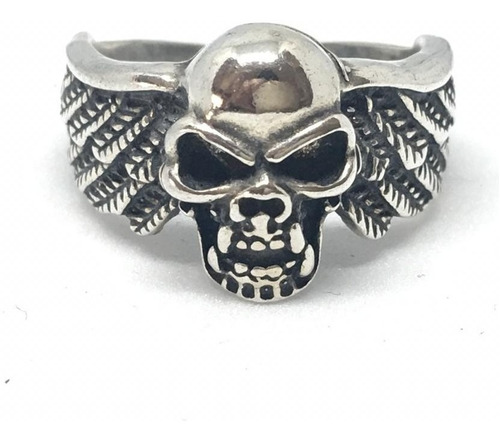 Anillo Calavera Plumas Skull  Rockero Motoquero Plata 925