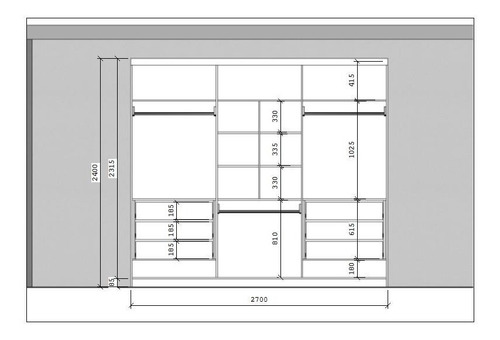 Projeto Guarda Roupas Planejado Com Plano De Corte