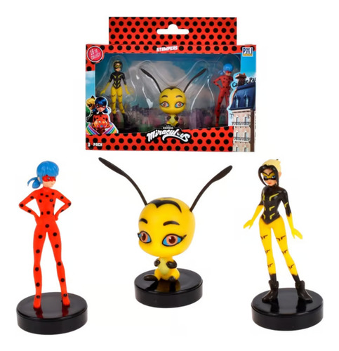 Set De 3 Figuras Coleccionables De Miraculous Con Timbre