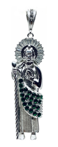 Dije De San Judas Tadeo Piedra Verde Ex Grande Mod2 (dplata)