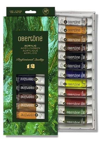 Pintura Acrílica Obertöne Profesional Quality 12 Tubos 12ml