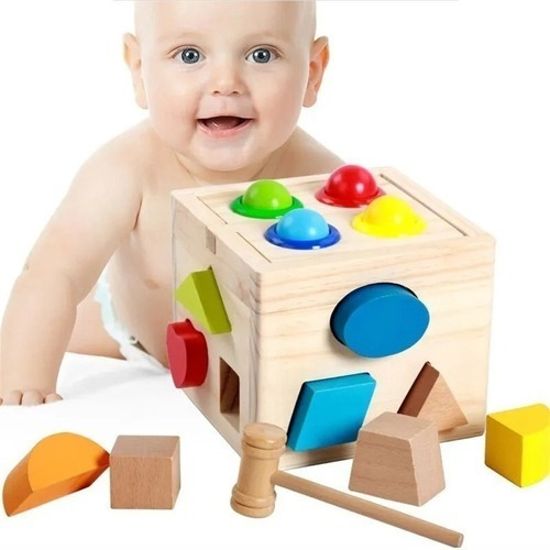 Juego Madera Montessori Cubo Encajar Figuras Didácticos Bebe