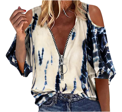 R4 Polera De Verano Para Mujer, Con Hombros Descubiertos, Bl