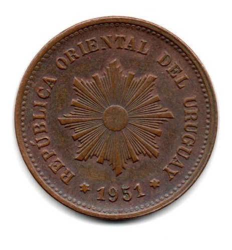 Moneda Uruguay 5 Centesimos Año 1951 Km#21a Xf+