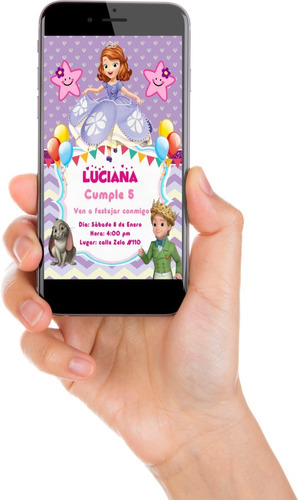 Invitacion Digital Personalizada Whatsapp Princesita Sofia