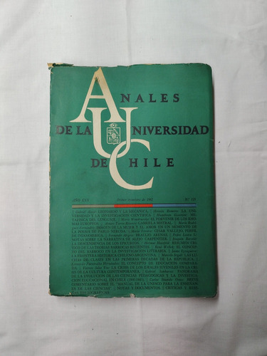 Anales De La Universidad De Chile. Año Cxx. No 125/ 1962