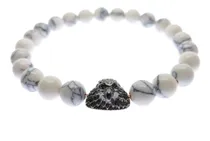 Comprar Pulseras Hombre Mujer Piedra Howlita Blanco Cuervo Unisex 