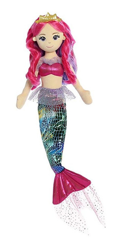 Aurora World Sea Sparkles Mermaid Peluche , Rainbow Fuchsia