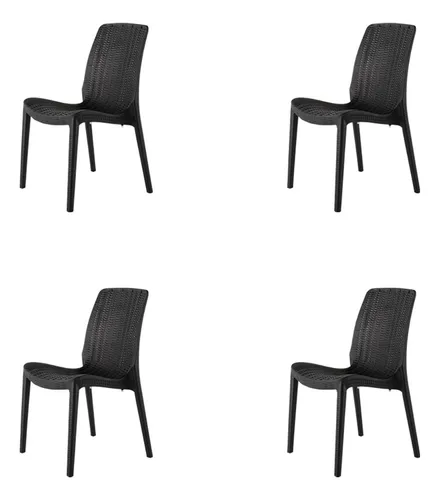 comprar Silla Tipo Rattan De Comedor Terraza, Polipropileno Set De 4