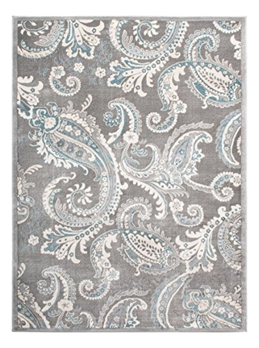 Alfombras Mayberry Int7416 Paisley Gris Zona De Transicion A