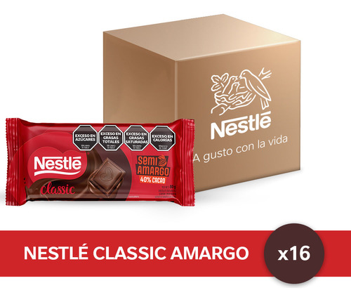 Chocolate Amargo Nestlé Classic® - 16 Unidades X 80gr