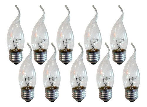 Kit 14 Lâmpada Vela Bico Torto 40w 127v E27 Clara Quente Luz Branco-quente