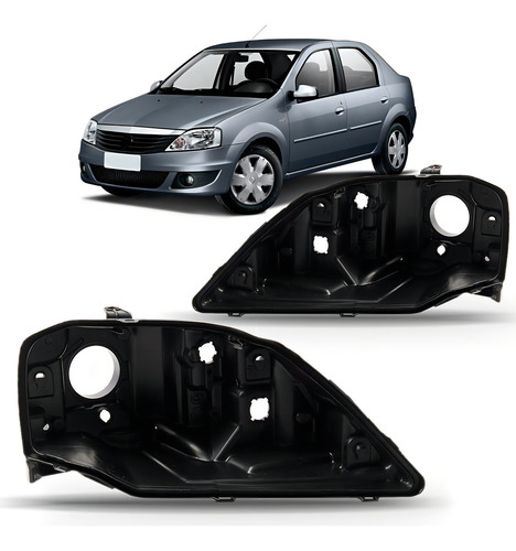 Par Carcaça De Farol Renault Logan 2009 2010 2011 2012 2013