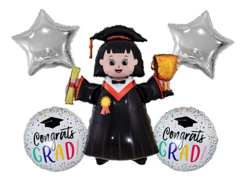 Globos Metalizados Graduación De 5 Piezas 