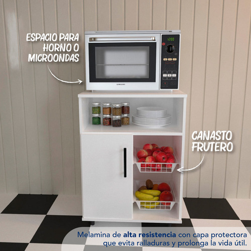Mueble Microondas Rack Para Frutas Blanco Centro Estant