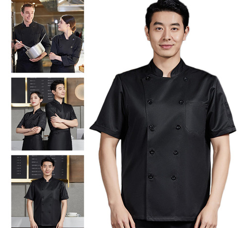 Abrigo De Chef Chaqueta De Chef Camisa Top De Manga Corta,