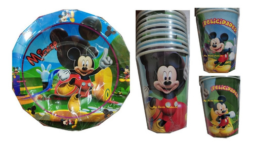 Rey Mickey Mouse Disney Mix 60 Pza 30 Platos Pastel 30 Vasos