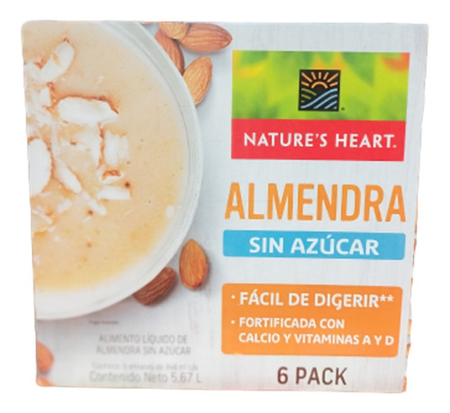Bebida Nature´s Heart De Almendra Sin Azucar 6pack 946ml C/u