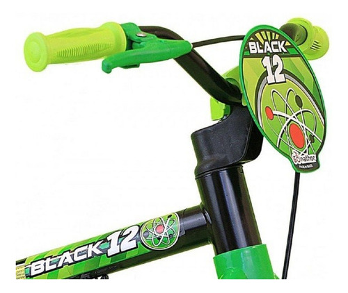 Bicicleta urbana infantil Nathor Black 12 freios tambor cor preto/verde com rodas de treinamento