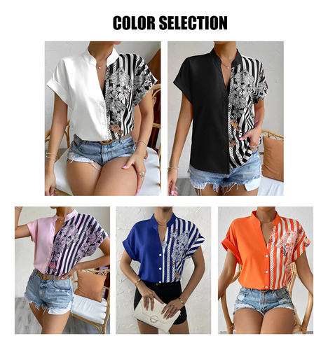 Camisa Para Mujer, Blusas Cortas Y Manga Elegante De Talla C
