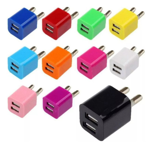 Cargador De Viaje Para Celular Ficha Usb  2 Usb 2.1a 1a 