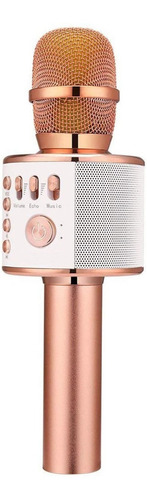 Micrófono Inalámbrico Bluetooth Karaoke Con Mezclador Bocina,DYTIMEEM D9007 Karaoke Micrófono,Soporte para tarjeta de memoria TF/Cable de audio de 3,5 mm, modo eco, 2600 mAh, Oro rosa