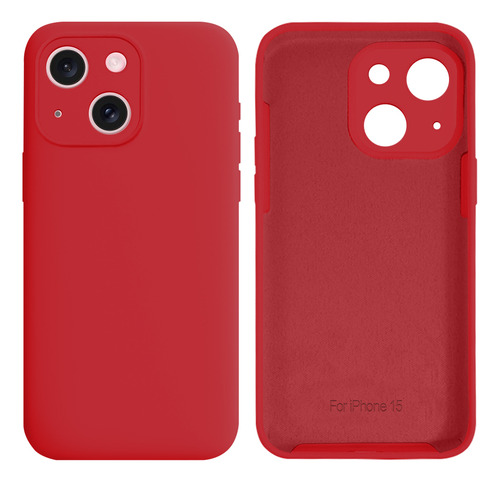 Capa Para iPhone 15 Silicone Com Proteção De Câmera Cor Vermelho