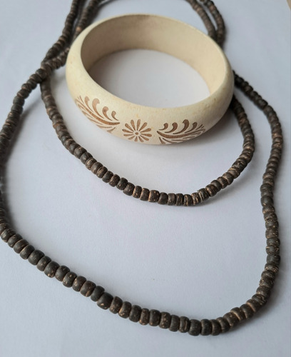 Collar Y Pulsera De Madera Boho Chic 